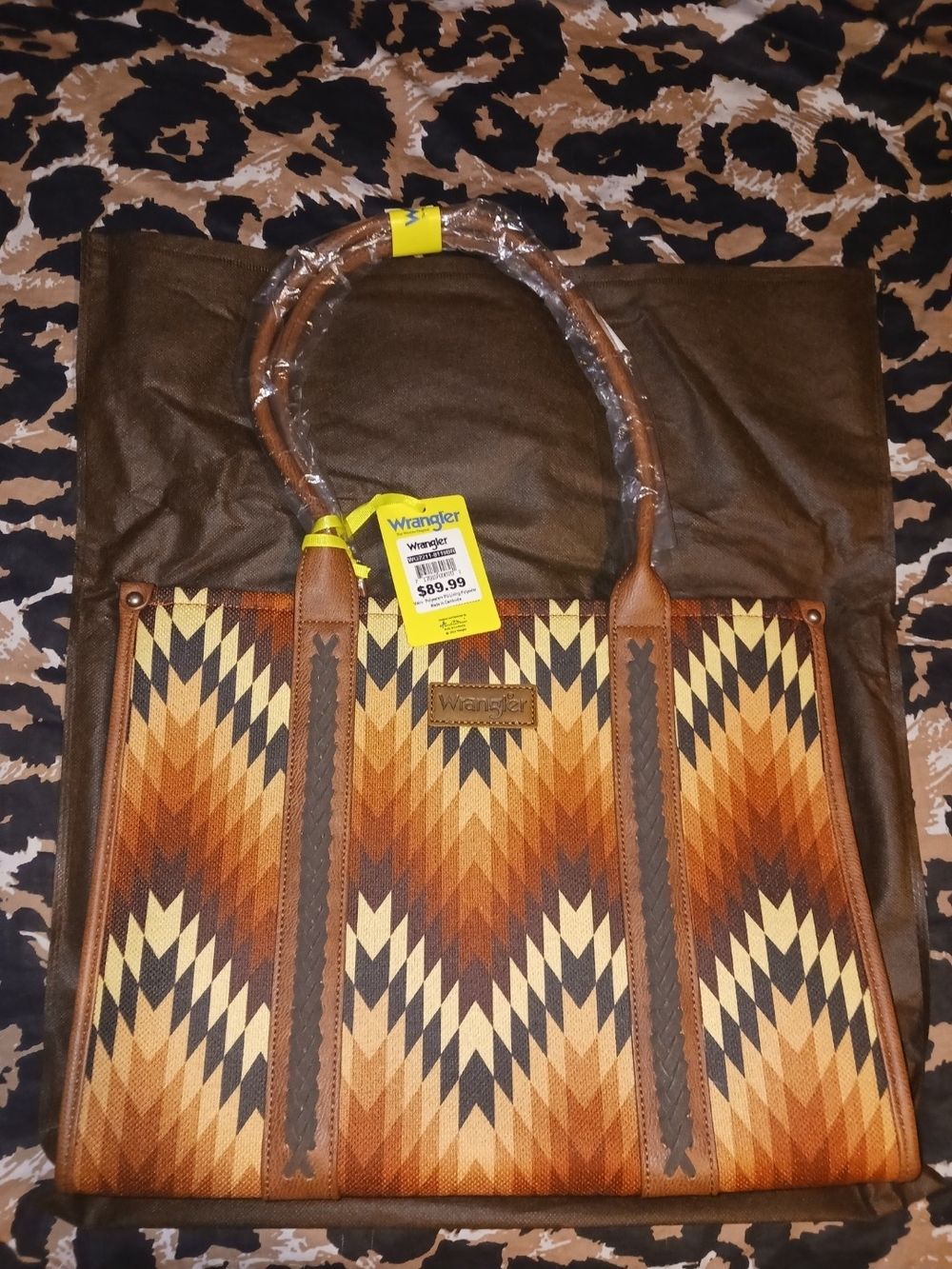 Wrangler Aztec Tote Bag in Brown, Tan & Cream
